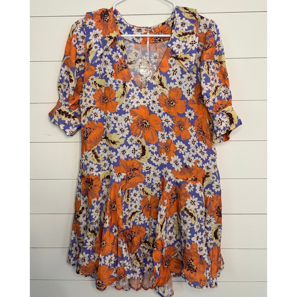 Free People Sugar Crush Mini Dress in Cobalt Small Cottage Core Grandma Core - Picture 3 of 9